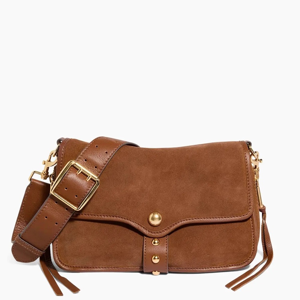 Aimee Kestenberg Chestnut Suede Flap Crossbody Bag - Picture 2 of 7